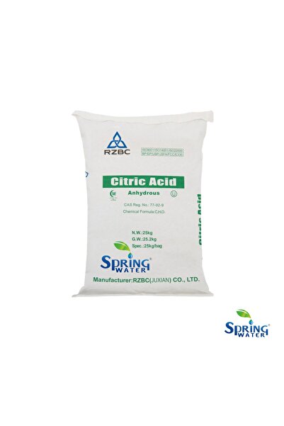 Spring Water Sitrik Asit (Toz) Asidik Ro Yıkama Kimyasalı 25kg