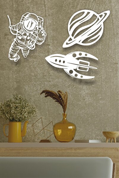 UNT Astronaut - Navă spațială - Set de 3 decorațiuni de perete Planeta - Orna...