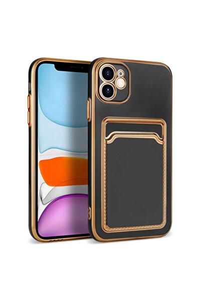 UnDePlus Apple iPhone 12 Case Cornered Gold Model Cover with Card Holder