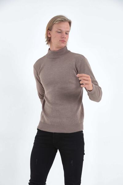 KMKkombin Ανδρικό πλεκτό πουλόβερ με μισό ζιβάγκο