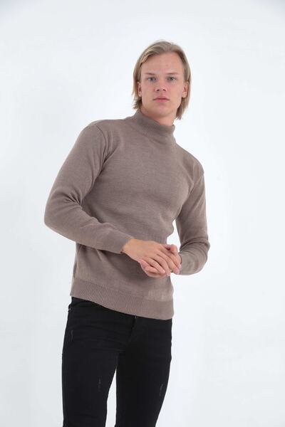 KMKkombin Ανδρικό πλεκτό πουλόβερ με μισό ζιβάγκο