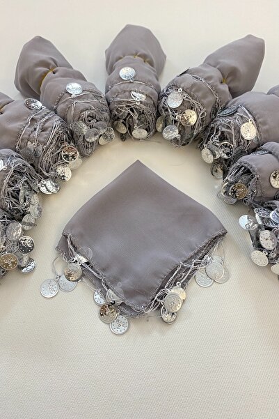 ZEYMERADE Gri Şifon Gelin Damat Halay Mendili, Hediye Mendil 1 Adet, Düğün Kı...