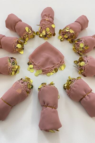 ZEYMERADE Pudra Şifon Gelin Damat Halay Mendili, Hediye Mendil 1 Adet, Düğün ...