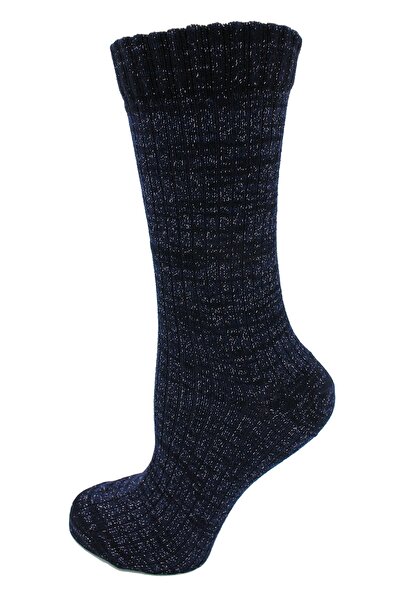 A CLASSE Gümüş Simli Bot Tipi Kadın Lacivert Çorap