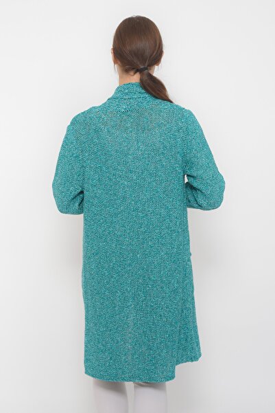 TUSSE Solid Color Sleeve Detailed Colorful Knitted Pocket Long Elegant Stylish Plus Size Knitwear Cardigan