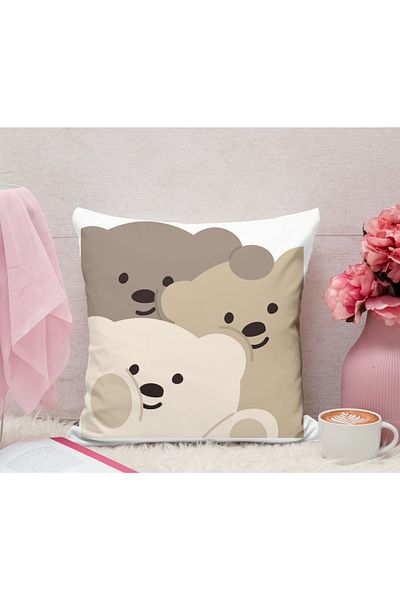 Hediye Deposu Cute Bears Fluffy Pillow