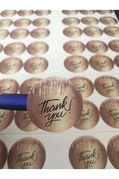anka design Sticker Coated (4x4cm) 48 Pieces - Thank You-