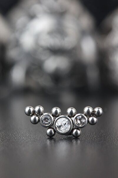 Valhalla Cerrahi Çelik Kıkırdak Tragus Helix Zirkon Taş Etnik Piercing