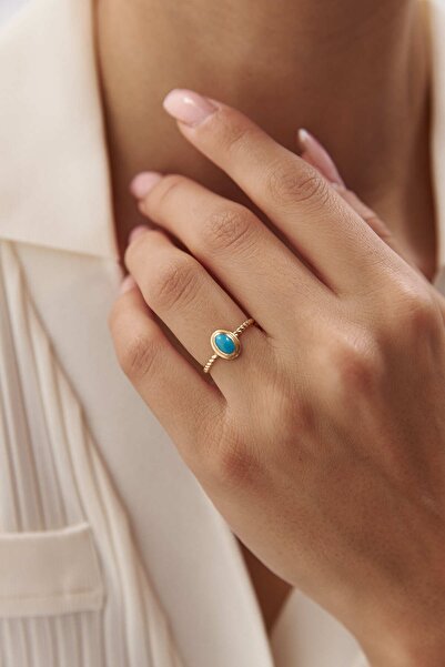 YAVUZ KUYUMCULUK 14 Ayar Altın Oval Firuze Yüzük