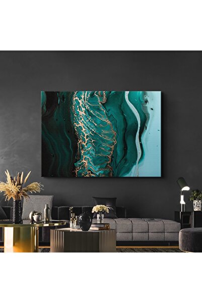 Carmen Emerald Green And Gold Liquid Art Abstract