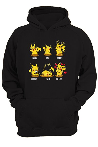 remonz Pokemon Pikachu με στάμπα, 100% βαμβάκι, 3 κλωστές. Ανυψωμένο, Fleece Εσωτερικά, Πολύ Χοντρό Hoodie