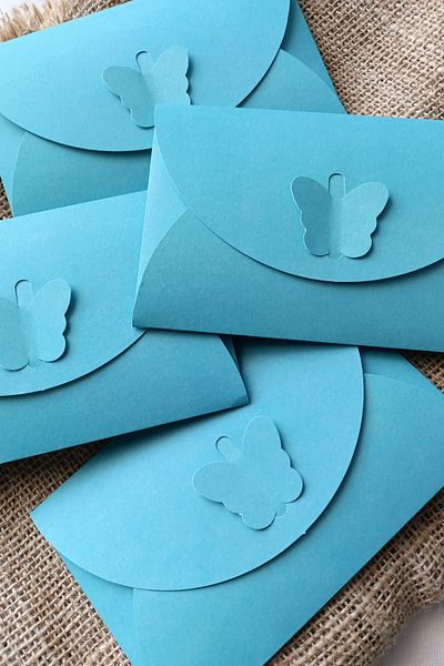 Dekorden Turquoise Envelope with Butterfly Clasp, 100 Pieces