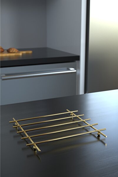 KARTEYA Service Presentation Set 3-Piece Gold Kitchen Towel Holder Napkin Holder Trivet 1st Class Stainless