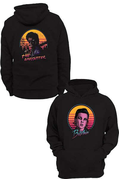 remonz Stranger Things Διπλό Τυπωμένο, 100% Βαμβάκι, 3 Κλωστές. Ανυψωμένο, Fleece Εσωτερικά, Πολύ Χοντρό Hoodie