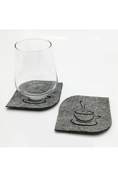 Lora Davet قاعدة أكواب لباد زاوية بيضاوية 6 قطع رمادي 61059