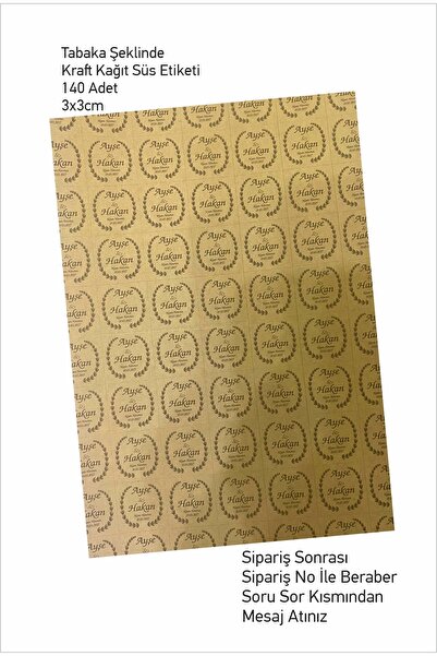 Hsn Kraft Kağıt Isim Etiketi 140 Adet Tabaka Şeklinde Söz - Kına - Nişan - Ni...