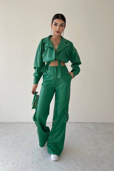 WOWBUTİK Deri Kargo Pantolon