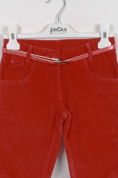 incity Girl's Cuff with Button Detail Velvet Red Capri