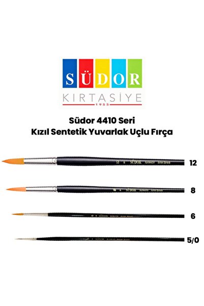 Südor Yağlı Boya Fırçası Düz Kesik Seri 4410 Fırça Seti 4'lü