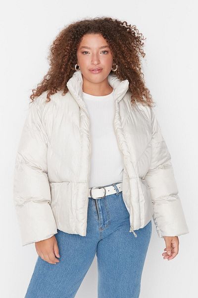 Trendyol Curve Stone Oversize Puffer Jacket TBBAW23AW00008