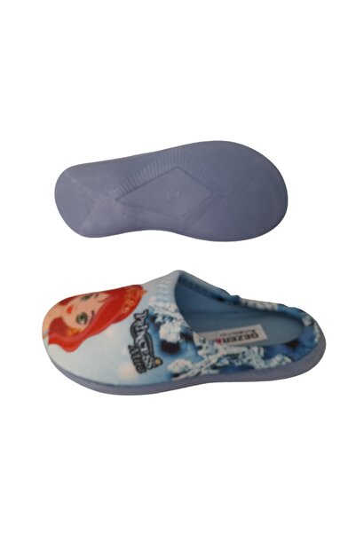 GEZER Unisex Mavi Prenses Figürlü Ev Içi Ultra Hafif Kaymaz Taban Kız Çocuk Terliği