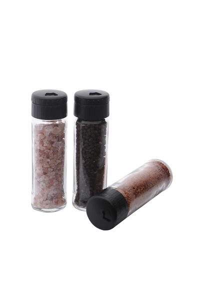 3-Piece Lina Salt Shaker Pepper Shaker Adjustable Glass Salt Shaker with Lid