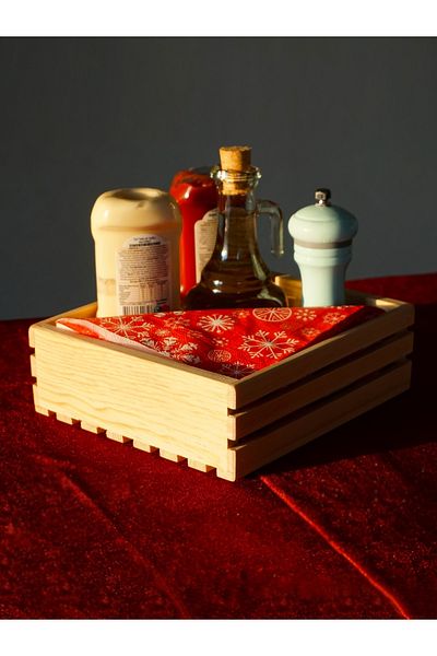 Flixora Decorative Portable Natural Wooden Design Spice Rack Napkin Holder