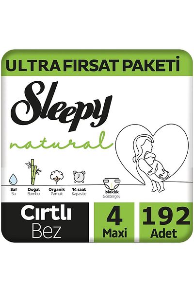Sleepy Natural Baby Diapers Mega Advantage Package Size 4 14 kg 192 Pieces