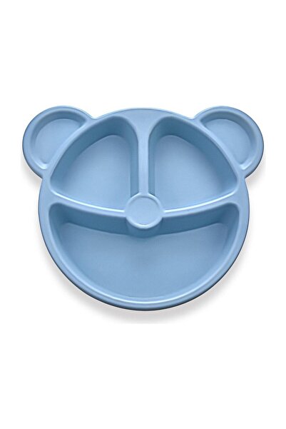 Vi Caro 2 Adet Mavi Ayıcık Şekilli Mama Tabağı 3 Bölmeli Çocuk Yemek Tabağı Mavi