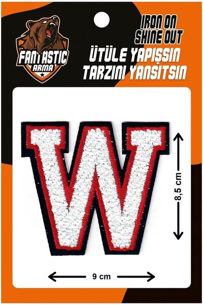 FANTASTIC ARMA Pluș țesut care se lipsește cu fier de călcat, colegiu, perforare, literă, alb, model W Arma