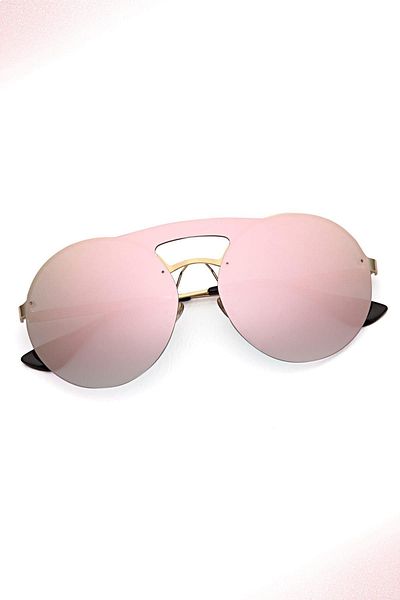 Angel Eyes Women's Sunglasses Round Design Pink Frame Pink Mirrored Glass