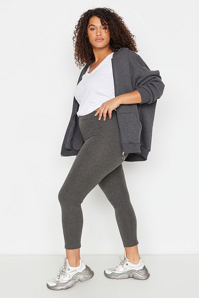 Trendyol Curve Plus Size Leggings - Gray - High Waist
