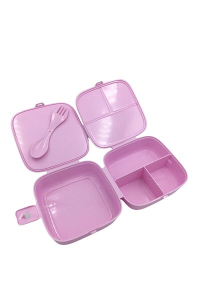 Akkoyunlu home Pink Lockable 3 Compartment Lunch Box