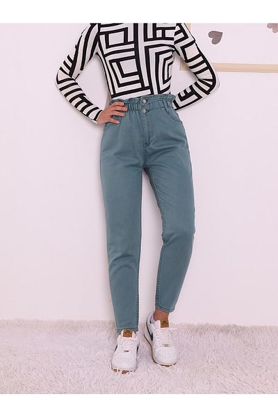 NARKISS Mom Jean cu talie elastică mentă