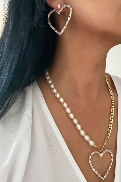 Liveyn Design Heart Necklace Earring Set