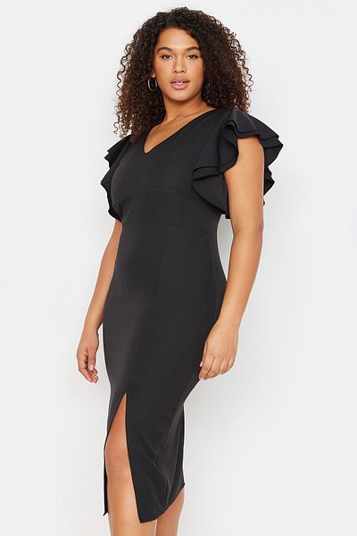 Trendyol Curve Plus Size Dress - Black - Bodycon