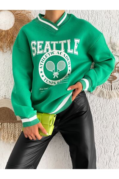 Noa&Noa Світшот з принтом Seattle, 3 нитки, оверсайз