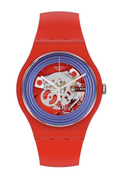 Swatch Unisex Wristwatch - Blue Rings Red, So29r103 Model