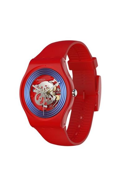 Swatch Unisex Wristwatch - Blue Rings Red, So29r103 Model