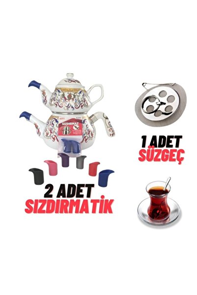 qussine Çay Süzgeci Ve Sızdırmazı Bir Arada Çaysever Set Mavi Sızdırmatik