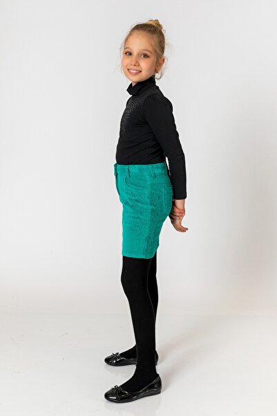 incity Girl's Velvet Green Skirt