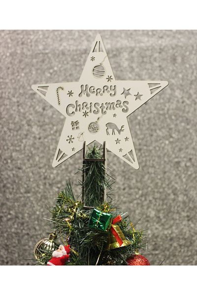 Lora Wedding 19cm Star Shaped Christmas Tree Head, Wooden Top Star, Tree Star