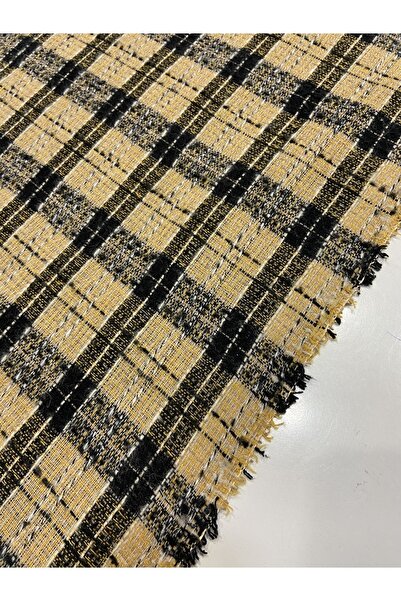 Kumaş sever Ekose Desenli Şanel Kumaş Kalın Sert Hasır Ipli Chanel Çift En Me...