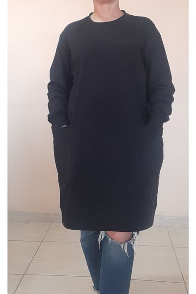 Mertcan Butik Μαύρο φούτερ με 3 κλωστές φόρμα