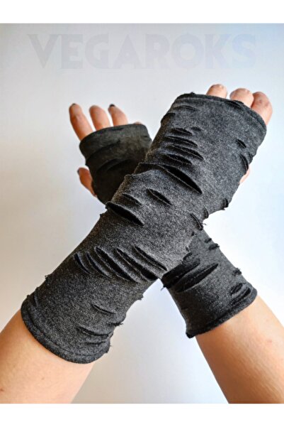 VEGAROKS Punk Gothic Cosplay Fingerless Ripped Gloves Imported