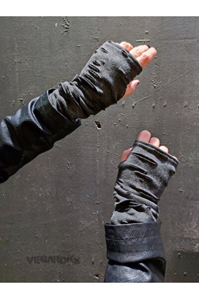 VEGAROKS Punk Gothic Cosplay Fingerless Ripped Gloves Imported