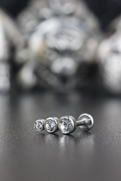 Valhalla Cerrahi Çelik Kıkırdak Tragus Helix Zirkon Taşlı Labret Piercing