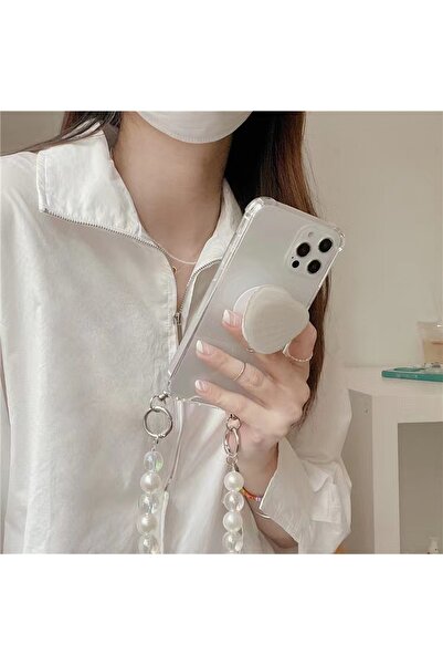 Tuastore Iphone 11 Pro Max Darbeye Dayanıklı Zincirli Denizkabuğu Popsocketli Şık Tasarim Telefon Kılıfı