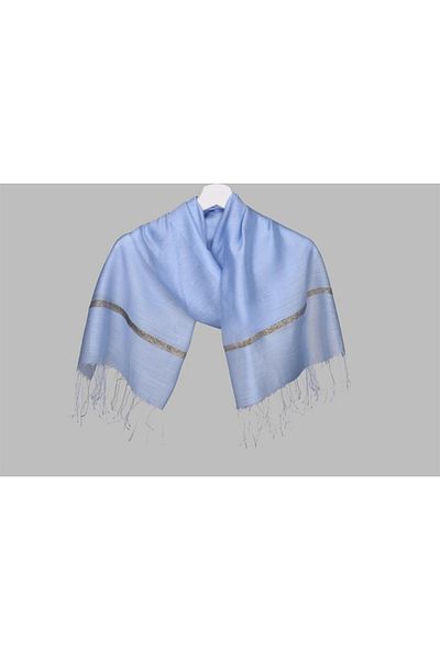 ARMANDA Glitter Striped Shawl - Baby Blue-gold