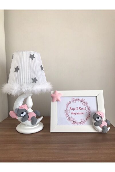 Keçeli parti hayalleri Gray Star Baby Kids Room - Lampshade and Frame Moon Te...